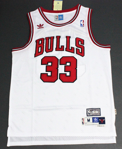 Vintage White Scottie Pippen #33 Chicago Bulls Basketball Jersey Sports Shirt Tops