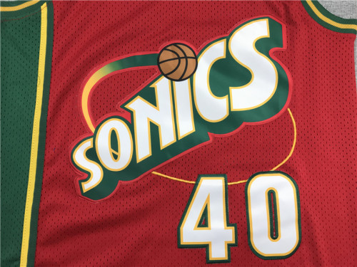 Vintage 95 96 Red Shawn Kemp #40 Seattle SuperSonics Basketball Jersey Sports Shirt Tops