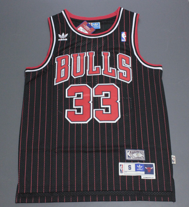 Retro Black Stripes Scottie Pippen #33 Chicago Bulls Basketball Jersey Sports Shirt Tops 