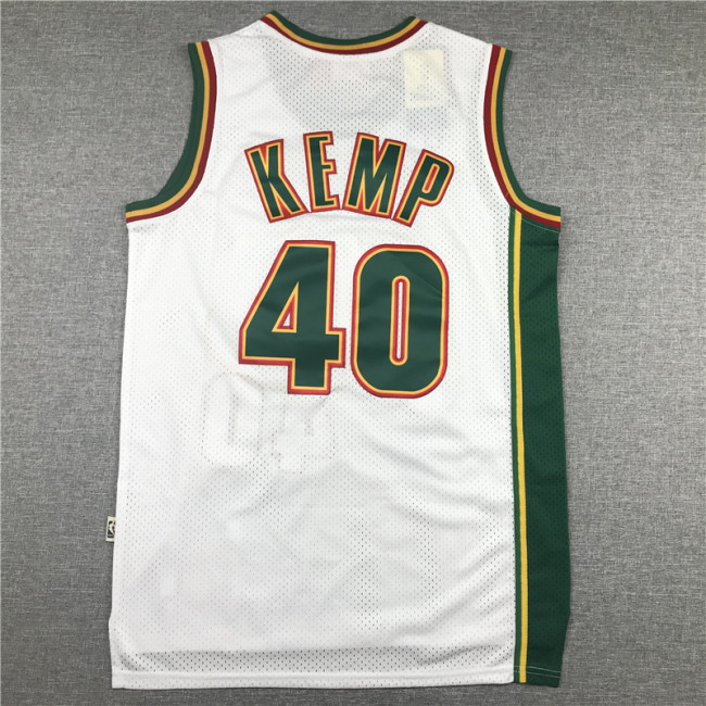 Vintage 95 96 White Shawn Kemp #40 Seattle SuperSonics Basketball Jersey Sports Shirt Tops