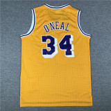Vintage 96 97 Gold Label Yellow Shaquille O'Neal  #34 Los Angeles Lakers  Basketball Jersey Sports Shirt Tops