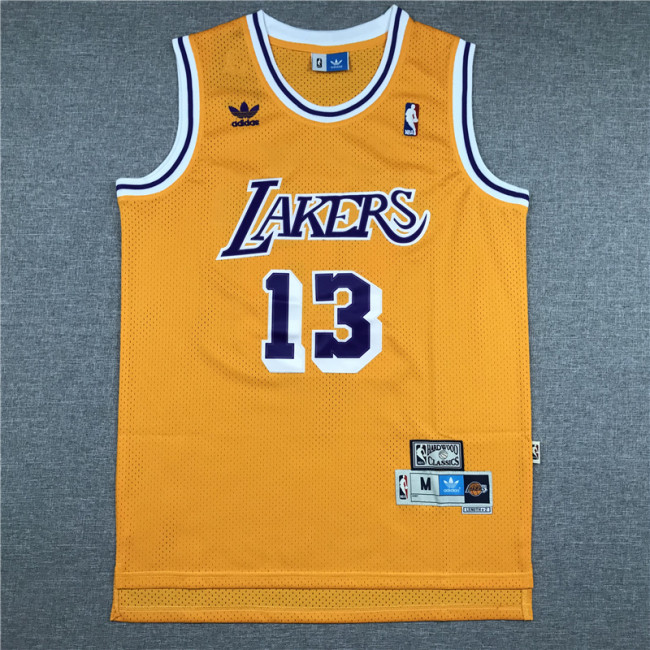 Vintage Yellow Wilt Chamberlain #13 Los Angeles Lakers Basketball Jersey Sports Shirt Tops 
