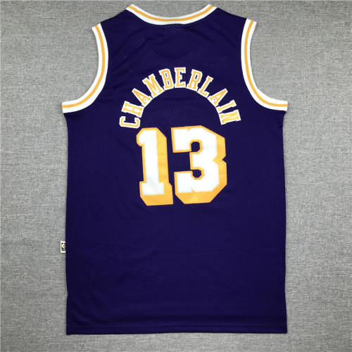 Vintage Purple Wilt Chamberlain #13 Los Angeles Lakers Basketball Jersey Sports Shirt Tops 