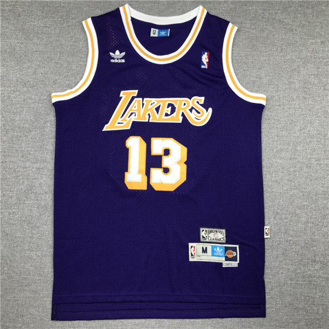 Vintage Purple Wilt Chamberlain #13 Los Angeles Lakers Basketball Jersey Sports Shirt Tops 