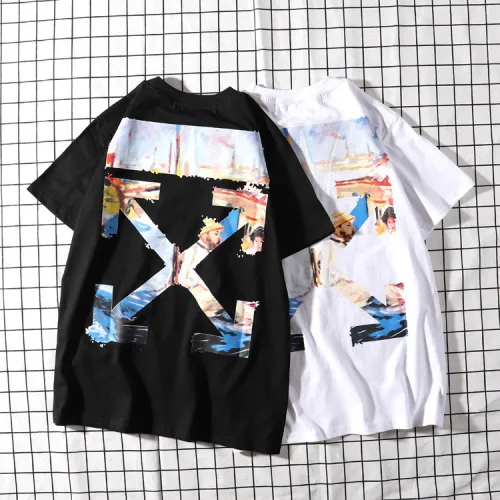 New Round Neck Black and White oil Painting Short-Sleeved T-shirt Portrait Short-Sleeved