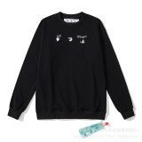 Off OW White Gradient Arrow Print Pullover Sweatshirt Thin Round Neck Jacket
