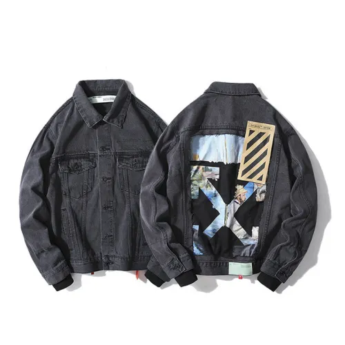 OFF OW Melbourne Destruction Oil Painting Graffiti Arrows Denim Jacket
