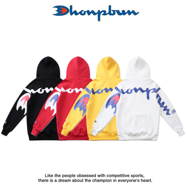 2021 New Champion Behind The Big Printed Cotton Fleece Hooded Sweater