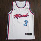 City Version White Dwyane Wade #3 Miami Heat Basketball Jersey Sports Shirt Tops
