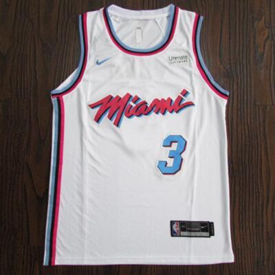 City Version White Dwyane Wade #3 Miami Heat Basketball Jersey Sports Shirt Tops