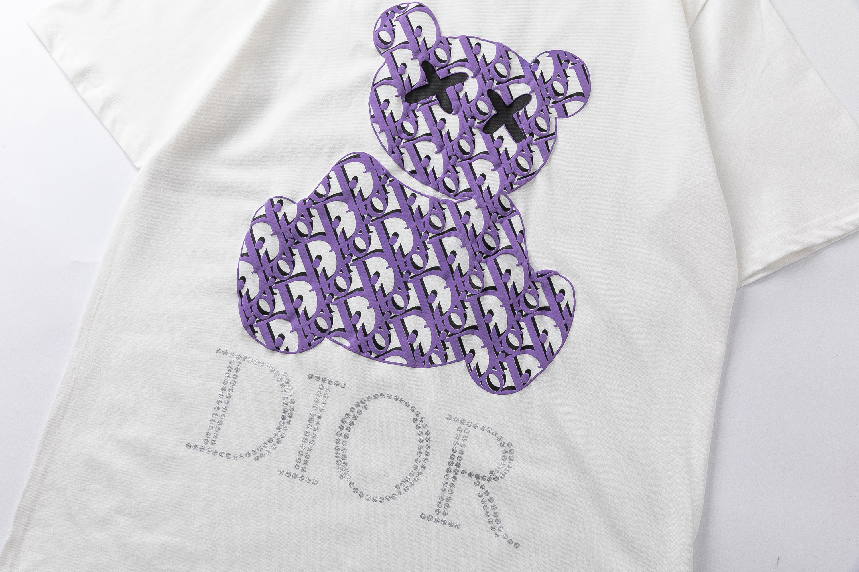 Kids TShirt Pale Pink Cotton Jersey with Pale GoldTone Cannage Motif   DIOR