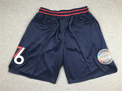 Dark Blue City Edition Pocket Pants 76ers Basketball Shorts Stitched