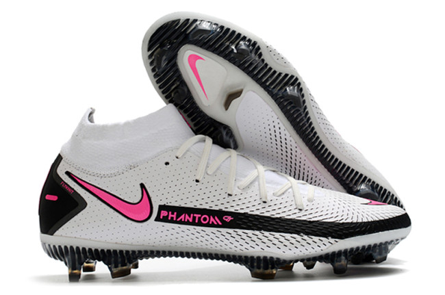 Nike Phantom GT High Top White Black Red Waterproof Full Knit Original Bottom FG Football Boots