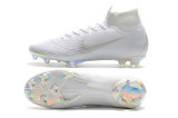 Nike Assassin Twelve Generation All White Electroplating High Top Knit Surface Flyknit 360 Technology Waterproof FG Spike Football Boots
