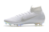 Nike Assassin Twelve Generation All White Electroplating High Top Knit Surface Flyknit 360 Technology Waterproof FG Spike Football Boots