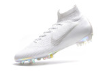 Nike Assassin Twelve Generation All White Electroplating High Top Knit Surface Flyknit 360 Technology Waterproof FG Spike Football Boots