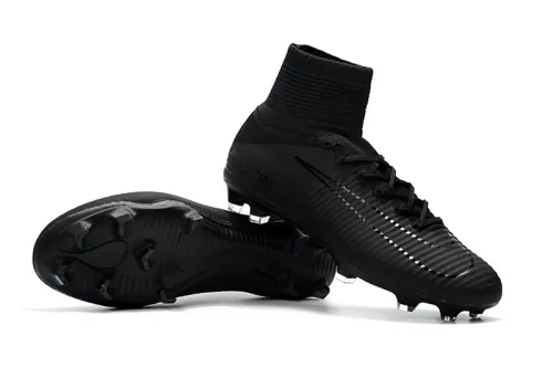 Nike Assassin Classic Super A11 Eleventh Generation High Top Flying Line FG Nails All Black Reflective Color Football Shoes