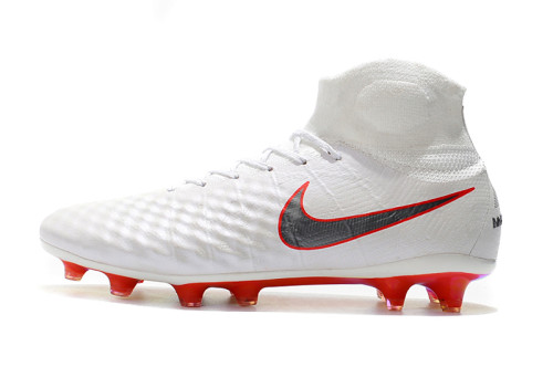 2018 World Cup ghost brand second generation obra top 3D woven surface white gray red  ACC waterproof  high top FG nail football shoes