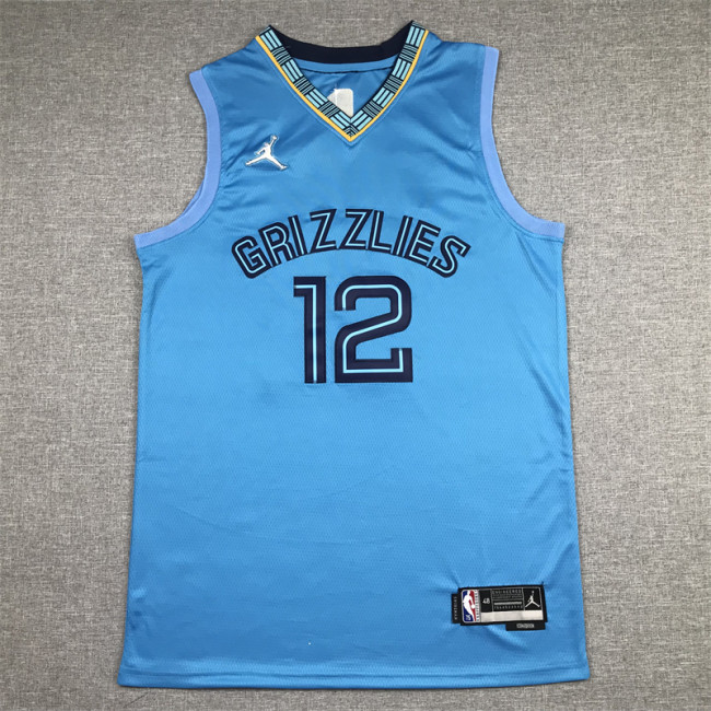 Grizzlies 12 Light Blue 75th Anniversary Logo Basketball Jersey Sports Shirt Tops