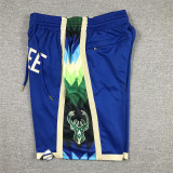 Milwaukee Bucks Basketball Shorts Stitched Blue City Edition