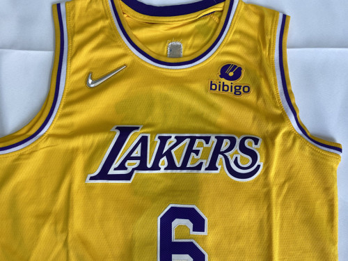 Classic LeBron James #6 Los Angeles Lakers Basketball Jerseys Stitched Yellow