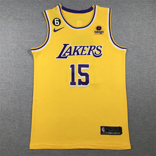 Austin Reaves #15 Los Angeles Lakers Basketball Jerseys Stitched Yellow