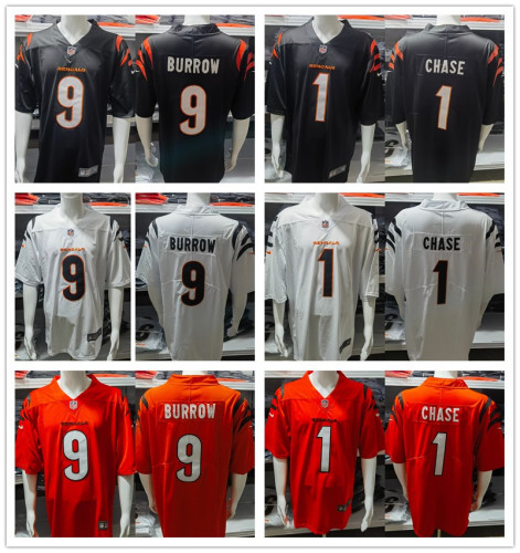Men's NFL Burrow/Chase #9#1 Cincinnati Bengals American Football Jerseys