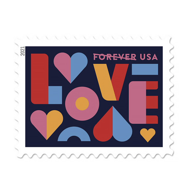 Love 2021 Forever Postage Stamps 5 Sheets of 20 US Postal First Class Valentine Wedding Celebration Anniversary Romance Party (100 Stamps)