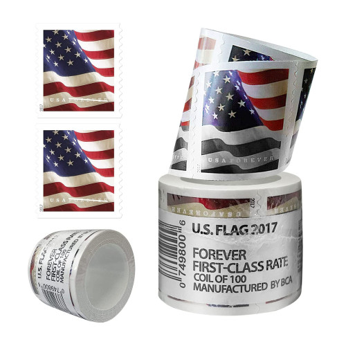 2017 US Flag Postcard Forever Postage Stamps Coil of 100 US Postal First Class