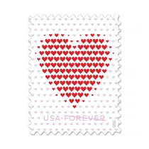 'Made of Hearts' Forever Postage Stamps, Full Pane of 100