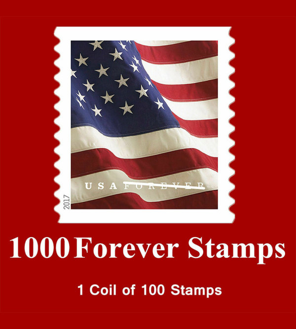 2017 US Flag Postcard Forever Postage Stamps 10 Coils of  100 Total 1000 Stamps