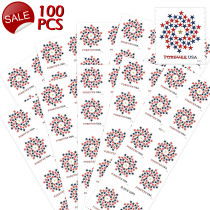 Total 100 PCS Forever Postage Stamps, Little Stars Red & Blue First Class Stamps - for Wedding, Celebration, Graduation, Festival