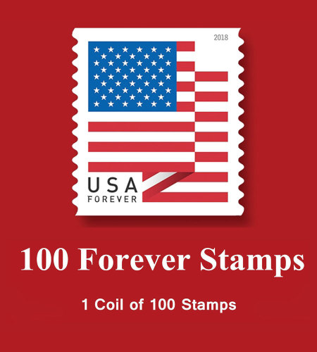 2018 US Flag Postcard Forever Postage Stamps 1 Coil of 100 Total 100 Stamps