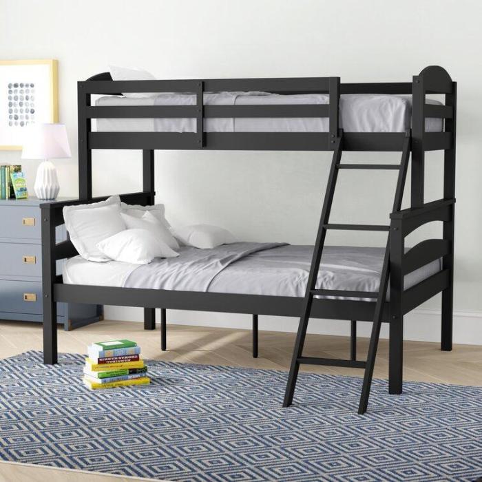 Twin Over Full Solid Wood Standard Bunk, Black Wood Bunk Beds Twin Over Full