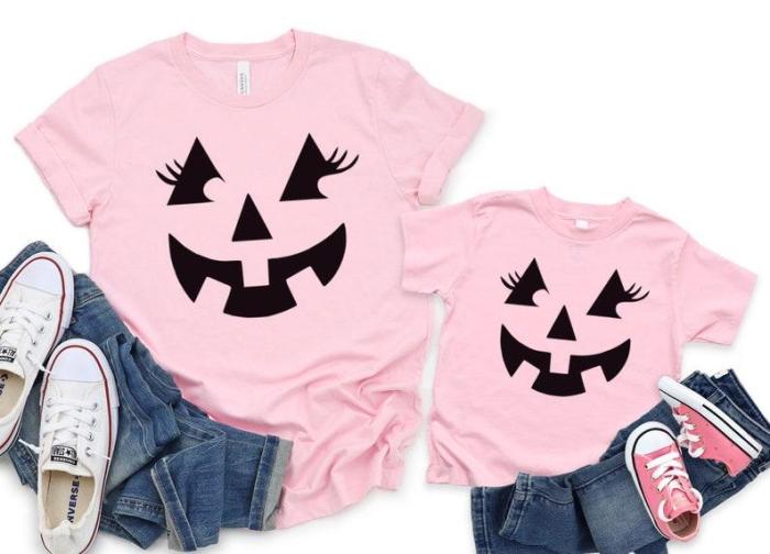 Mama and Mini Halloween Shirt, Mommy and Me Matching Shirts, Halloween Pumpkin face Outfit, Baby Toddler Kids Shirt, Matching Halloween Tee