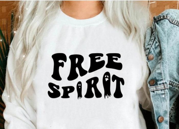 Halloween Sweatshirt, Halloween Ghost Party Shirt, Free Spirit Boo Shirt, Fall Shirt, Trick or Treat Shirt, Cute Ghost Tee, Halloween Gift
