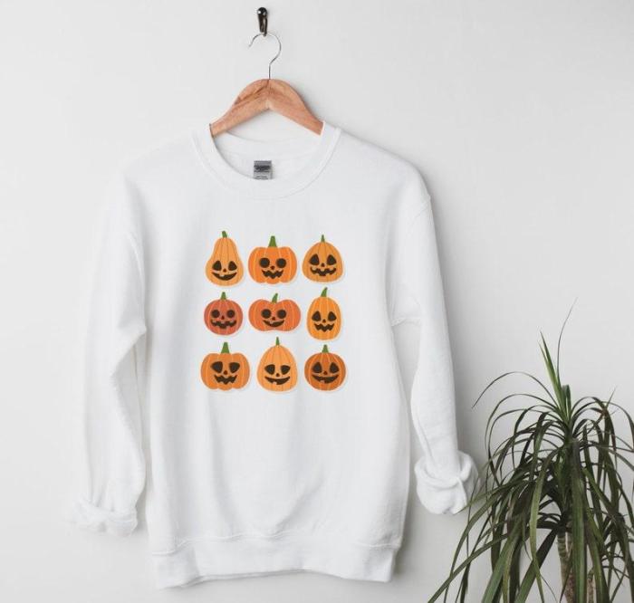 Pumpkin faces Shirt, cute Halloween Sweatshirt, women's Fall Sweatshirt, womens fall shirt, Jack-o-Lantern Sweatshirt, Fall Sweater