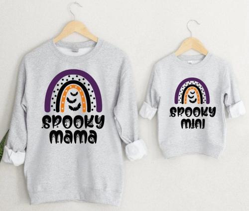 Mommy and Me Halloween Sweatshirts, Matching Halloween Shirts Mama and Mini, Spooky Mama, Spooky Babe Shirts Baby Girl Halloween Costumes