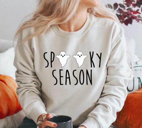 Spooky Season Sweatshirt, Halloween Sweatshirt, Ghost Halloween Shirt, Fall Shirt, Fall Sweater, Women Halloween Tee, Trick or trick costume