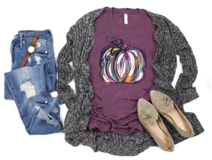 Halloween Sweatshirt, Fall Shirts for Women, Colorful Watercolor Pumpkin Shirt, Fall Graphic Tee, Autumn Pumpkin Shirt, Cute Fall Shirts