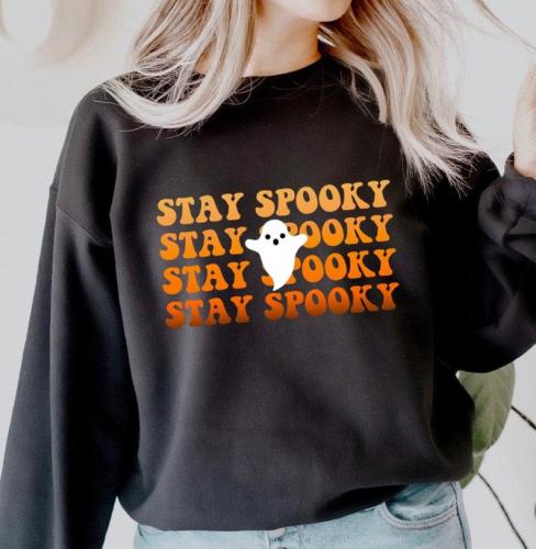 Halloween Shirts For Women, Stay Spooky Vibes T-shirt, Cute Fall Halloween Graphic Tee Shirt, Spooky Boo Ghost Shirt, Halloween Sweatshirt