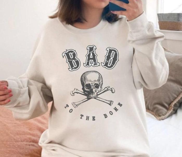 Bad to the Bone Shirt, Cute Fall Shirt, Women's Halloween Shirt, Halloween Sweatshirt, Skeleton Shirt, Funny Halloween Tee, Fall Gift