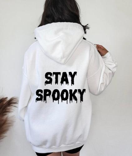 Stay Spooky Sweatshirt Hoodie, Halloween Hoodie, Trendy Back Text Halloween Sweatshirt for Women, Women's Halloween Sweatshirt, Spooky Shirt