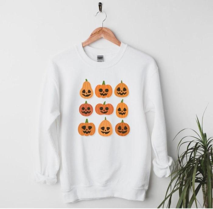 Pumpkin faces Shirt, cute Halloween Sweatshirt, women's Fall Sweatshirt, womens fall shirt, Jack-o-Lantern Sweatshirt, Fall Sweater