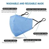 4 Pcs Unisex Washable Reusable Adjustable Protective 3 Layers Cotton Face Masks