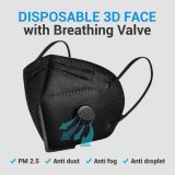 Black/White Face Masks With Breathing-Valve, Filter Efficiency≥95% 5 Layers Masks