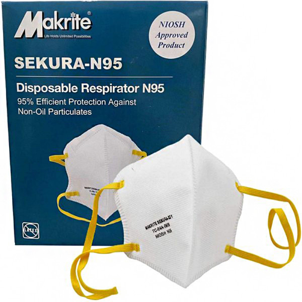 NIOSH Certified Makrite Sekura N95 Foldable Particulate Respirator Mask - Box of 40