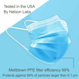 3-Ply Blue Medical Surgery Disposable Masks PFE 99% Filter Tested by Nelson Labs USA