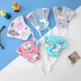 [5Pcs+10Filters] Kids Cotton Face Masks with Cute Animal Cartoon Patterns Print, Adjustable Washable Reusable