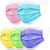 [50 Pcs] Multicolored Disposable Masks 3 Layer Breathable Stretchable Elastic Ear Loops